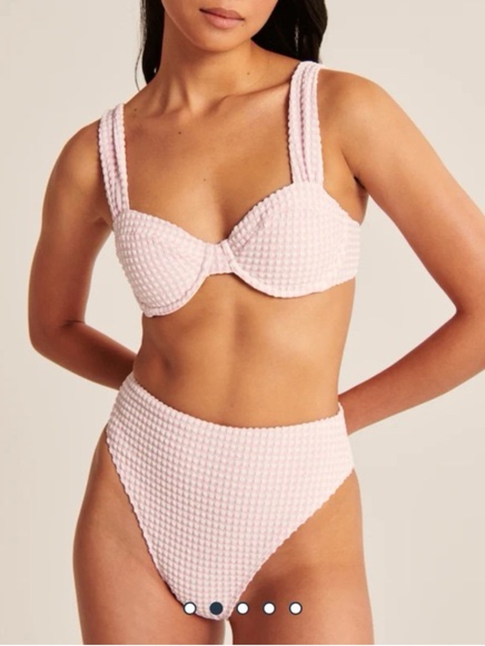 Abercrombie & Fitch Light Pink Textured High-Waist Bikini